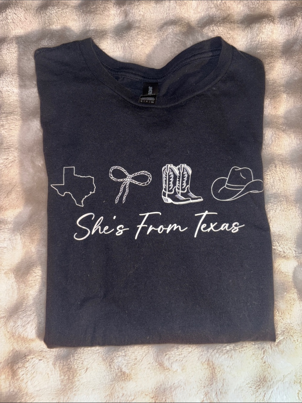 She's From Texas Black Graphic Tee